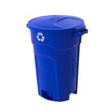 32 gal Blue Outdoor Recycling Can with Lid