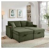 Sylvric Modern 68 in. Green Fluffy Corduroy Uphol