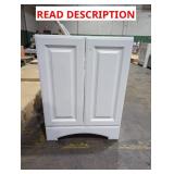 24" White Bathroom Vanity, w/ Busted Sink