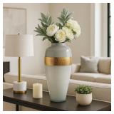 White & Gold Glass Vase for Living Room