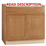 Hampton 36 in. Sink Base Cabinet, Medium Oak, Dam