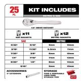 Milwaukee 1/4 in. Drive Metric & SAE 25-Pc Set