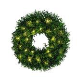 18in Pre-Lit Boxwood Wreath with 25 LED Lights