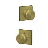 Bowery Satin Brass Passage Knob with Trim