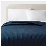King Washed Cotton Sateen Quilt Navy