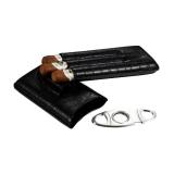 Lincoln Black Leather Cigar Case & Cutter