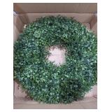 Nearly Natural 18-in Boxwood Wreath LEDs