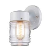 1-Light White Outdoor Jelly-Jar Wall Lantern