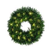 18in Pre-Lit Boxwood Wreath with 25 LED Lights