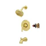 Ladera 3-Spray Tub & Shower Brushed Gold