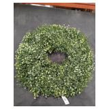 Nearly Natural 18-in Boxwood Wreath LEDs