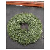 Nearly Natural 18-in Boxwood Wreath LEDs