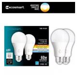 (6) EcoSmart 60W A19 Dimmable LED (2-Pack)
