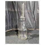 Vintage Glass Oil Bottle with Metal Spout
