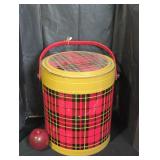 Vintage Plaid Metal Picnic Cooler