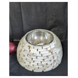 Woven Basket with Metal Insert Bowl