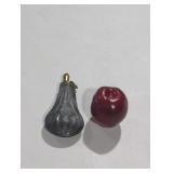 Antique Powder Flask and Faux Fruit
