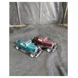 Vintage Model Car Set with Red and Green Vehicles