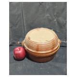 Vintage Brown Lidded Pottery Bowl