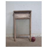 Vintage Glass Washboard with Wooden Frame
