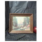 Framed Landscape Painting with Mountain View
