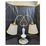 Vintage Milk Glass Double-Bulb Table Lamp