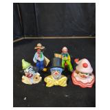 Porcelain Clown Figurine Lot - Qty 5