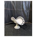 Vintage Milk Glass Banana Pedestal Bowl