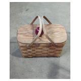 Vintage Woven Wood Picnic Basket