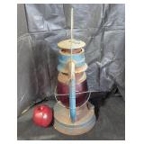 Vintage Blue Metal Lantern with Red Glass Globe
