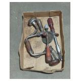 Vintage Hand Drill Lot with Wooden Handles