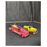 Vintage Ford Toy Truck and Fire Engine Set