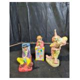 Ceramic Clown Statues - Qty 3