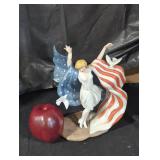 Patriotic Figurine with Draped Flag