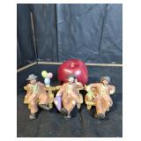 Ceramic Clowns on Benches - Qty 3