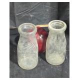 Vintage Glass Milk Bottles Pair