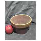 Rustic Brown Clay Pot with Wooden Rim