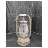 Vintage Metal Lantern with Glass Chimney