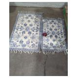 Pair of Blue Floral Patterned Rugs