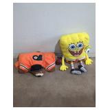 Plush Toys Including Bear and Sponge Character
