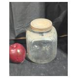 Vintage Glass Storage Jar with Metal Lid