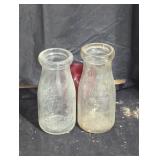 Pair of Vintage Glass Milk Bottles