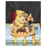 Homer and Friend Bear Figurine on Rocking Horse