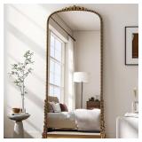 Antique Gold Carved Arched PU Floor Mirror