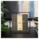 9 in. x 9 in. Black Geometric Wooden Clock