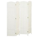 66.9 in. 4-Panel Room Divider, White