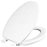 Elongated White Enameled Wood Toilet Seat