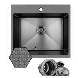 HEX 25 in. Drop-In Single Bowl Sink