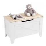 Storage Ottoman Bench: White Toy Box