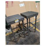 Gray Wicker Outdoor Bar Stools